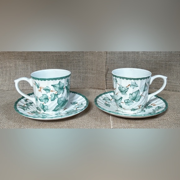 International Tableworks Ivy Vine Teacup Demitasse Mug Saucer Set Cottage Core - Picture 1 of 10